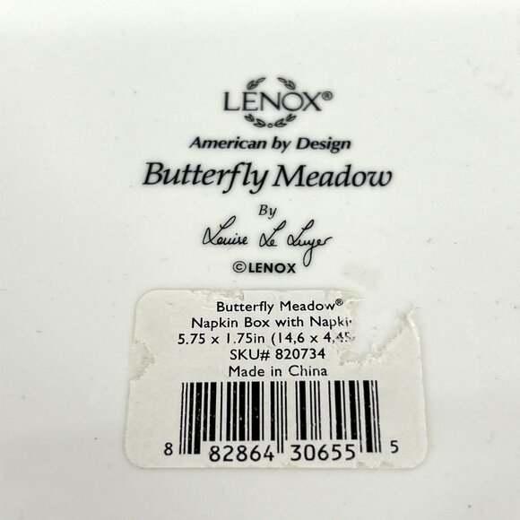 Lenox Butterfly Meadow Napkin Holder Box Porcelain Louise Le Luyer Botanical - Picture 8 of 8